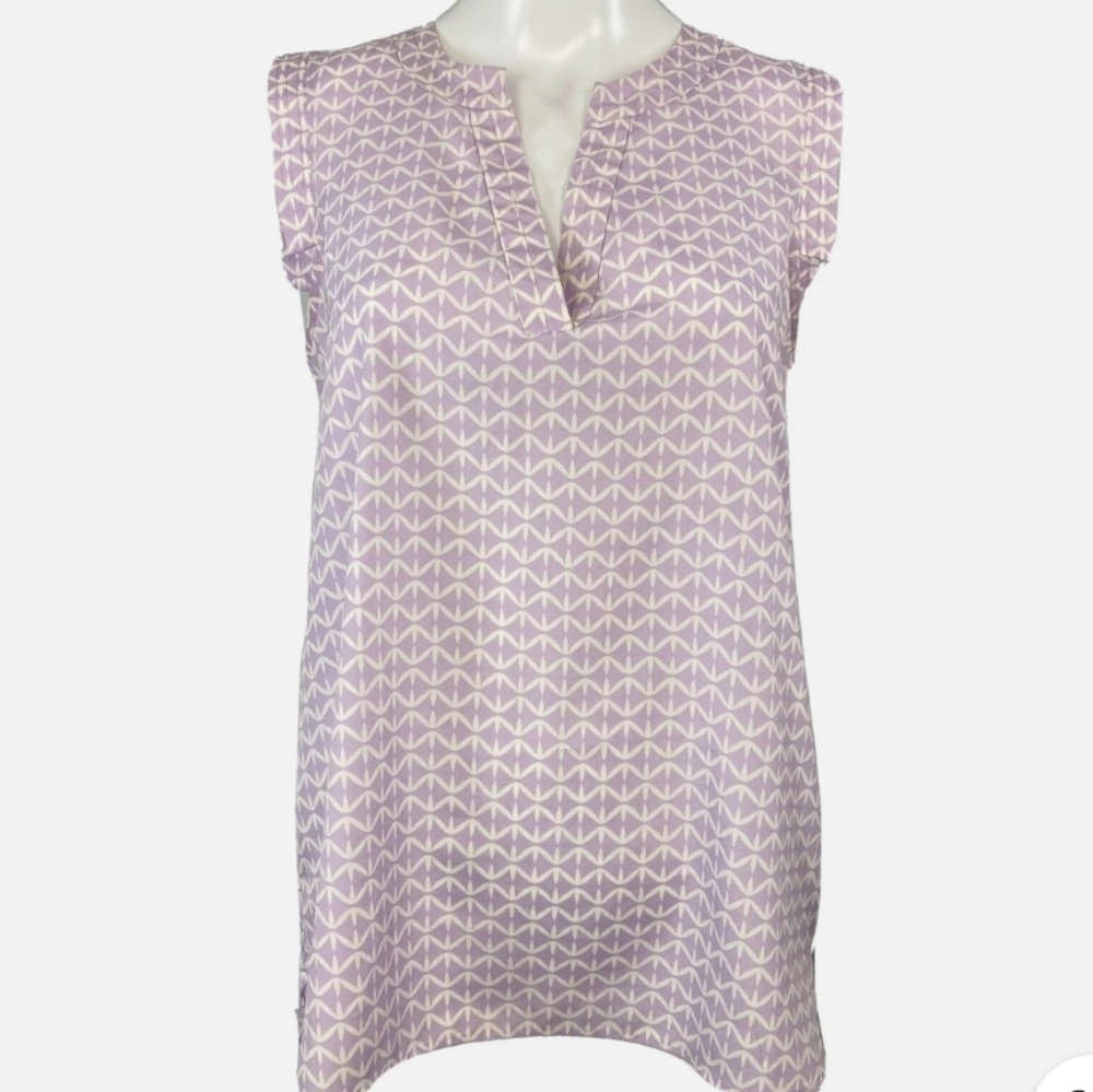 J. Crew Purple Geometric Tunic Silk Sleeveless Tank Top Sleveless Summer Size: 2